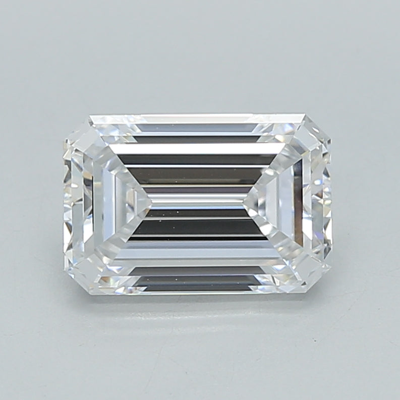 1.55 Carat Emerald Shaped, Ideal Cut, D Color, VVS1 Clarity, IGI Certified Lab Grown Diamond