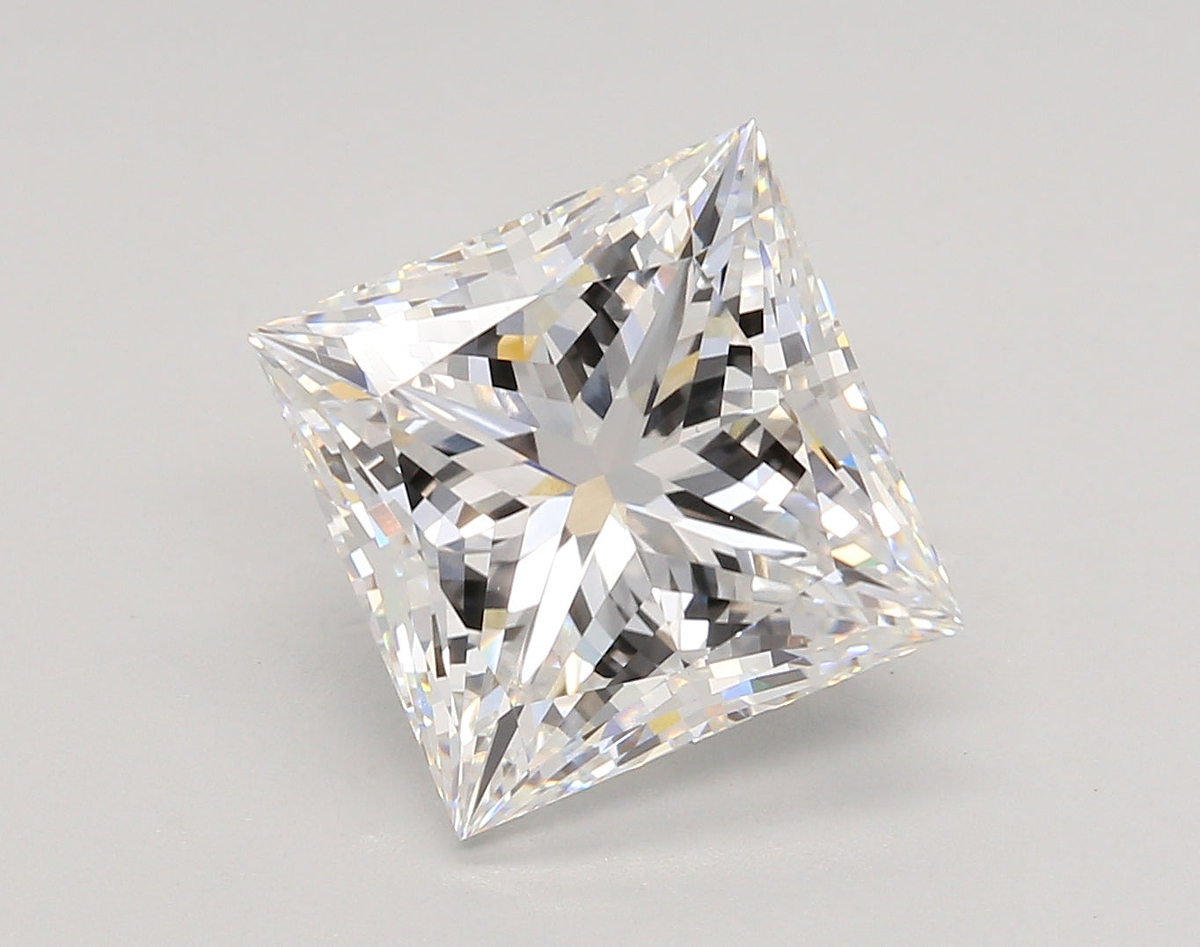5.59 Carat Princess Shaped, Ideal Cut, E Color, VS1 Clarity, IGI Certified Lab Grown Diamond