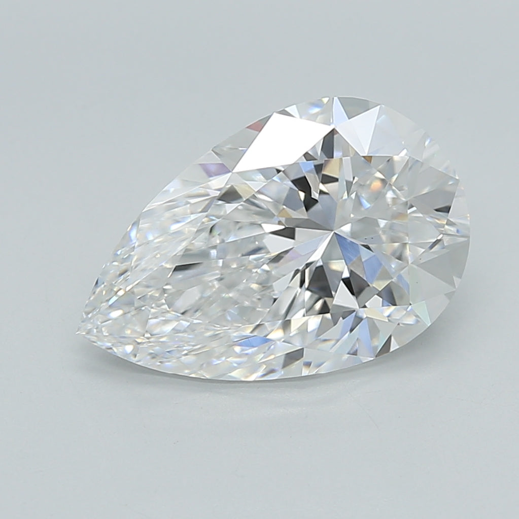 3.05 Carat Pear Shaped, Excellent Cut, D Color, VS1 Clarity, IGI Certified Lab Grown Diamond