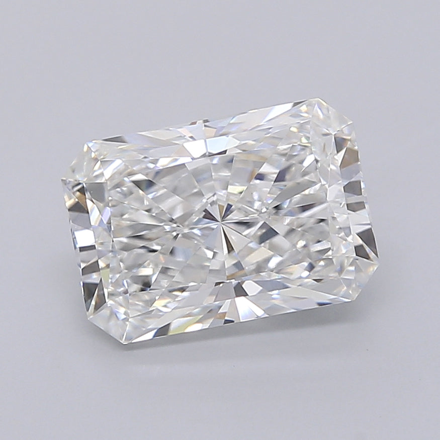 3.04 Carat Radiant Shaped, Ideal Cut, E Color, VVS2 Clarity, IGI Certified Lab Grown Diamond
