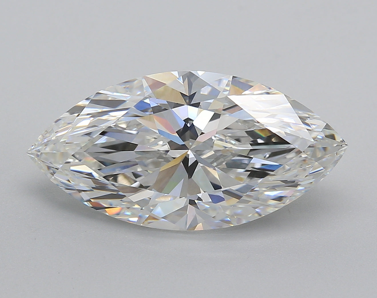 5.02 Carat Marquise Shaped, Excellent Cut, F Color, VVS2 Clarity, IGI Certified Lab Grown Diamond