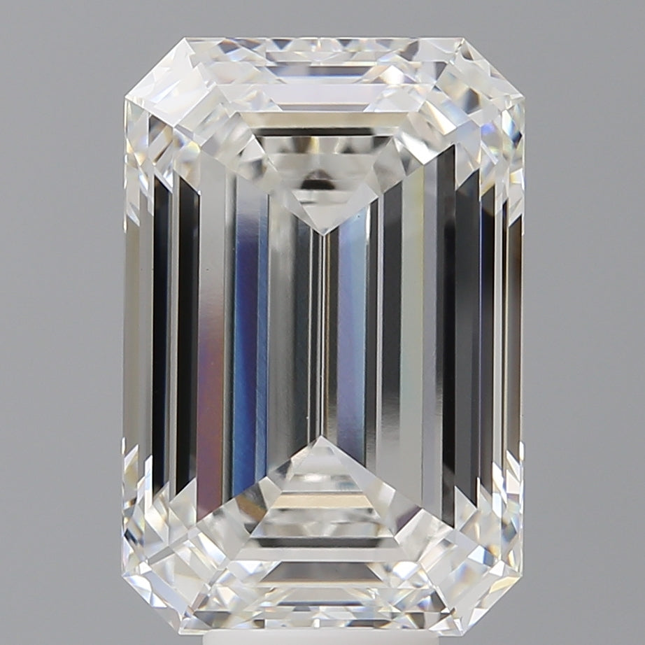 10.09 Carat Emerald Shaped, Ideal Cut, F Color, VVS2 Clarity, IGI Certified Lab Grown Diamond