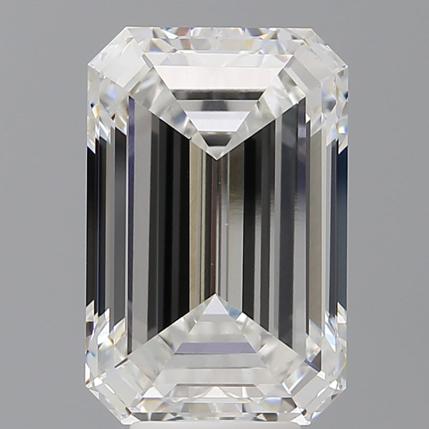 7.60 Carat Emerald Shaped, Ideal Cut, F Color, VVS2 Clarity, IGI Certified Lab Grown Diamond
