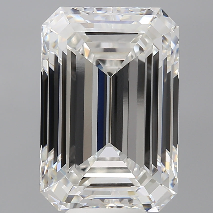9.09 Carat Emerald Shaped, Ideal Cut, F Color, VVS2 Clarity, IGI Certified Lab Grown Diamond