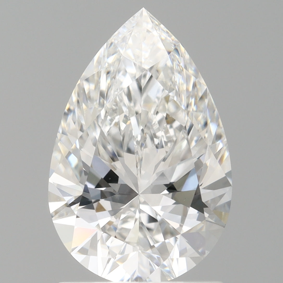 1.53 Carat Pear Shaped, Ideal Cut, E Color, VVS2 Clarity, IGI Certified Lab Grown Diamond