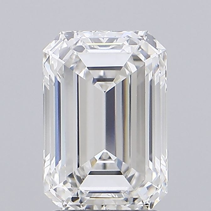 2.07 Carat Emerald Shaped, Ideal Cut, F Color, VVS2 Clarity, IGI Certified Lab Grown Diamond