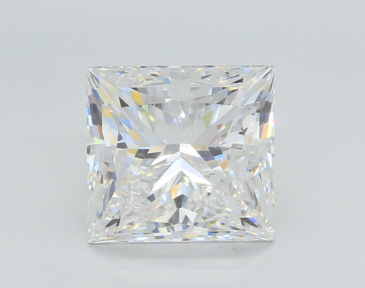 5.03 Carat Princess Shaped, Ideal Cut, E Color, VVS2 Clarity, IGI Certified Lab Grown Diamond