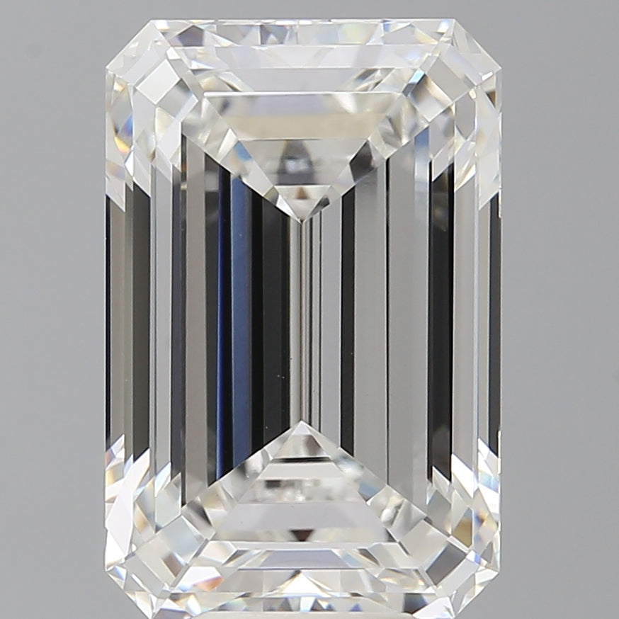 9.57 Carat Emerald Shaped, Ideal Cut, F Color, VVS2 Clarity, IGI Certified Lab Grown Diamond
