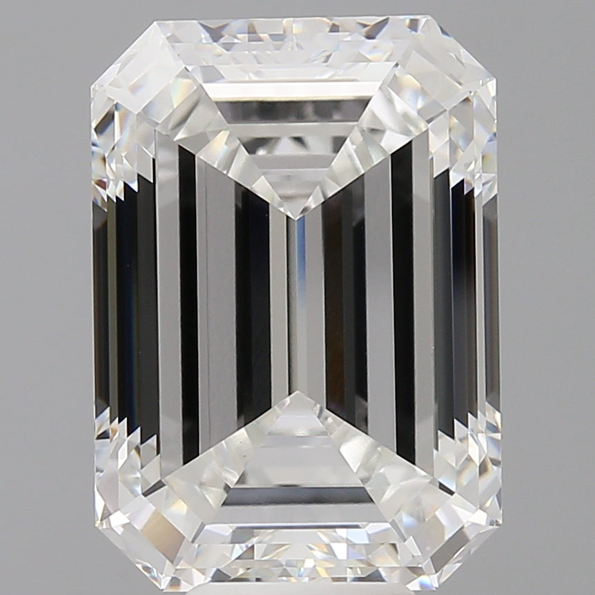 10.09 Carat Emerald Shaped, Ideal Cut, F Color, VVS2 Clarity, IGI Certified Lab Grown Diamond