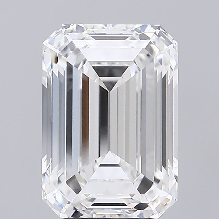 5.10 Carat Emerald Shaped, Ideal Cut, F Color, VVS2 Clarity, IGI Certified Lab Grown Diamond