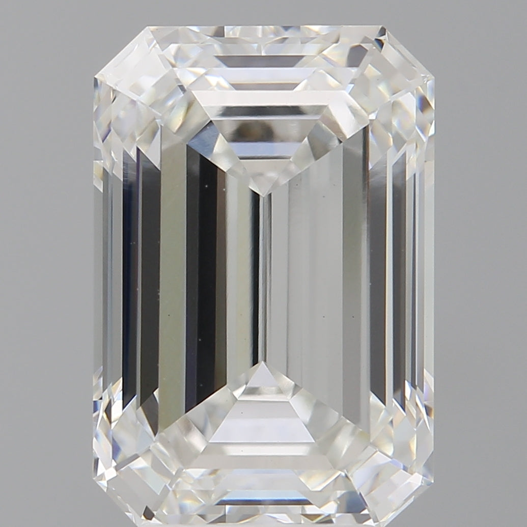 4.60 Carat Emerald Shaped, Ideal Cut, F Color, VVS2 Clarity, IGI Certified Lab Grown Diamond