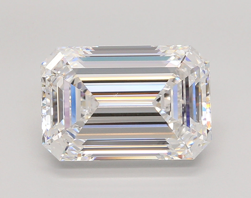 5.04 Carat Emerald Shaped, Ideal Cut, D Color, VVS2 Clarity, IGI Certified Lab Grown Diamond
