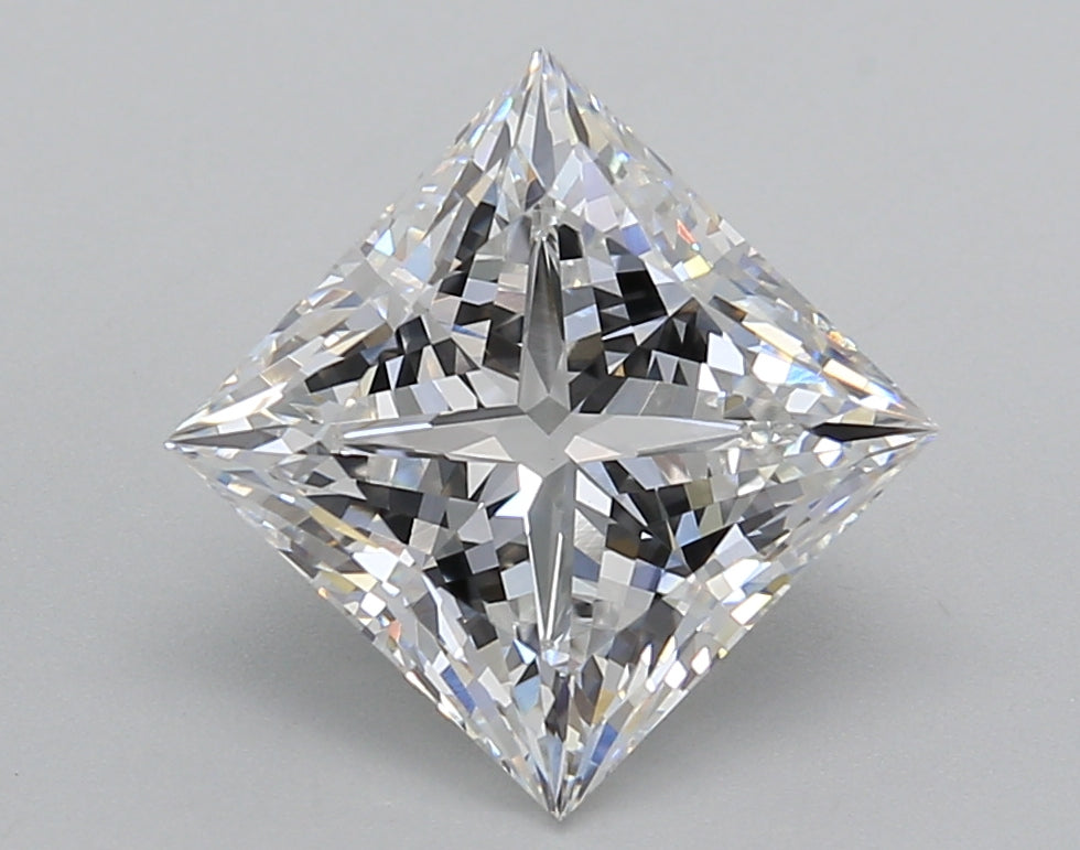 3.02 Carat Princess Shaped, Excellent Cut, D Color, VVS2 Clarity, IGI Certified Lab Grown Diamond