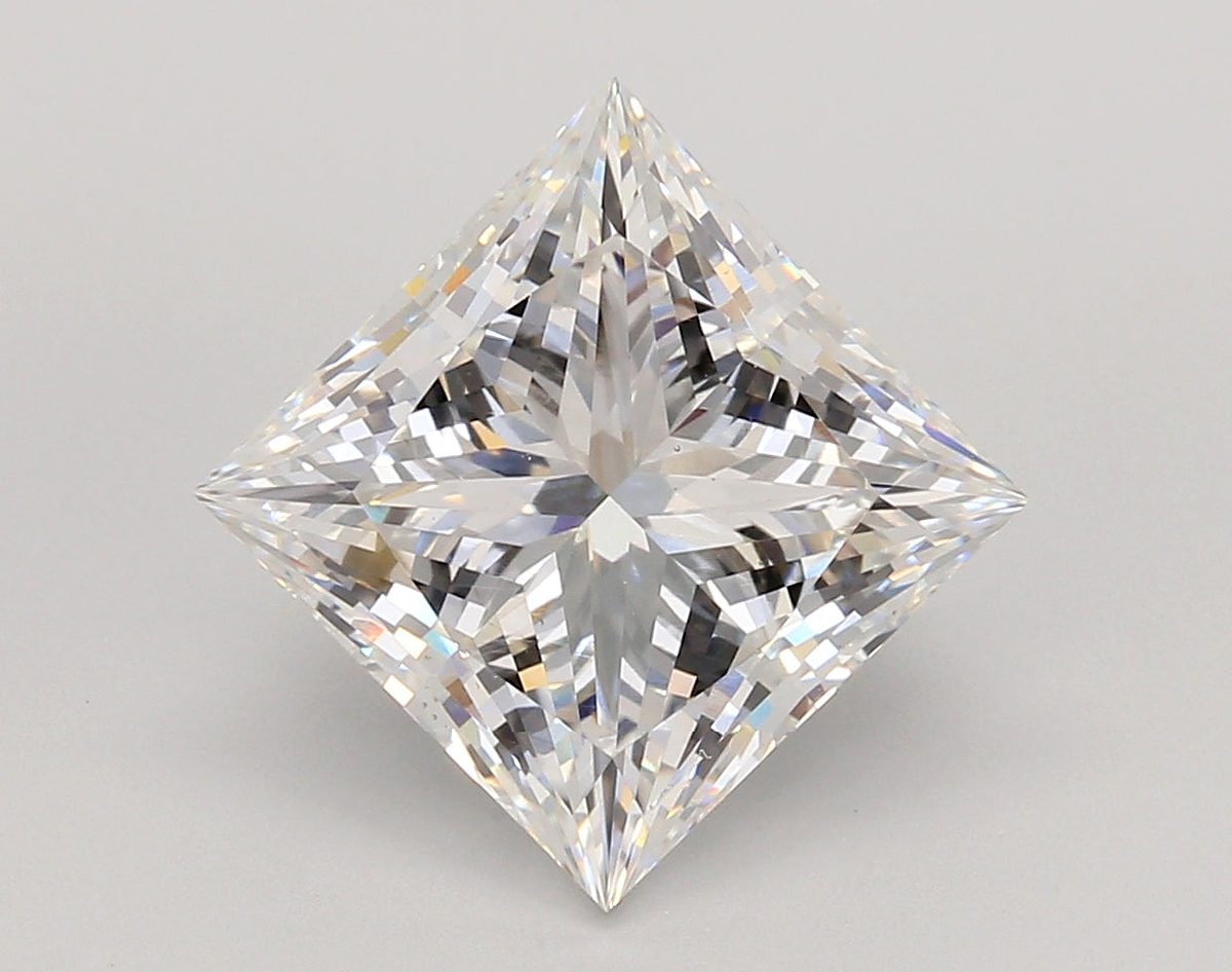 5.05 Carat Princess Shaped, Ideal Cut, E Color, VS1 Clarity, IGI Certified Lab Grown Diamond