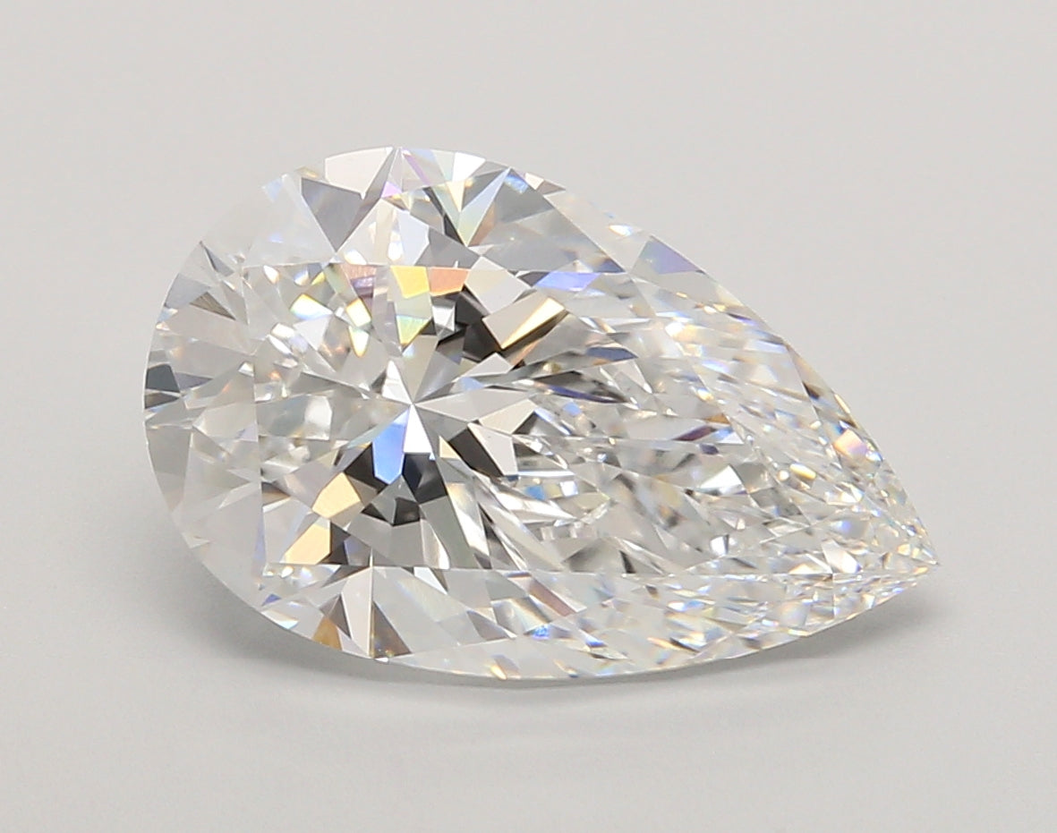 5.06 Carat Pear Shaped, Ideal Cut, E Color, VVS2 Clarity, IGI Certified Lab Grown Diamond