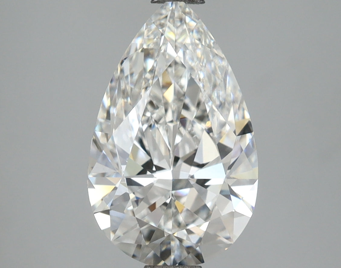 3.08 Carat Pear Shaped, Ideal Cut, F Color, VVS2 Clarity, IGI Certified Lab Grown Diamond