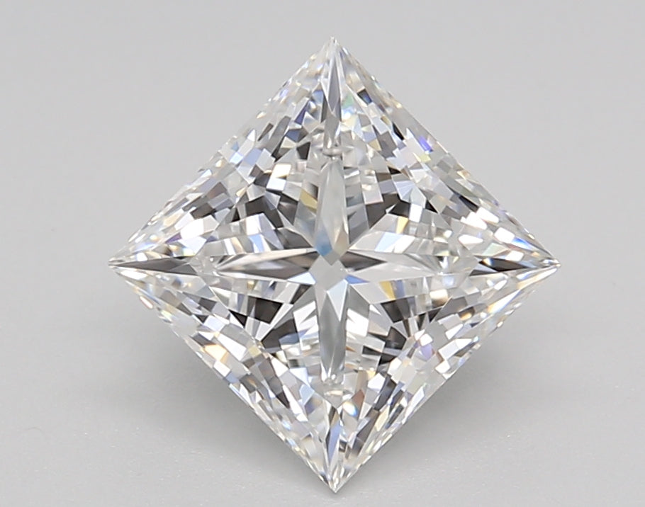 2.02 Carat Princess Shaped, Ideal Cut, E Color, VVS2 Clarity, GIA Certified Lab Grown Diamond