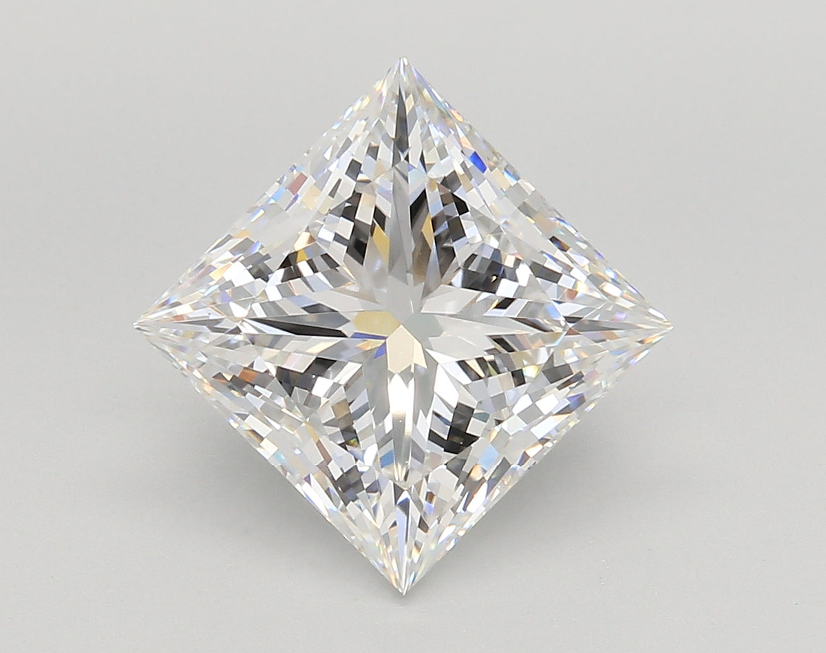 5.04 Carat Princess Shaped, Ideal Cut, E Color, VVS2 Clarity, IGI Certified Lab Grown Diamond