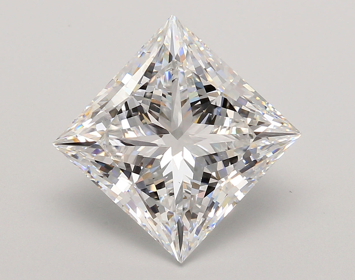 5.57 Carat Princess Shaped, Ideal Cut, E Color, VS1 Clarity, IGI Certified Lab Grown Diamond