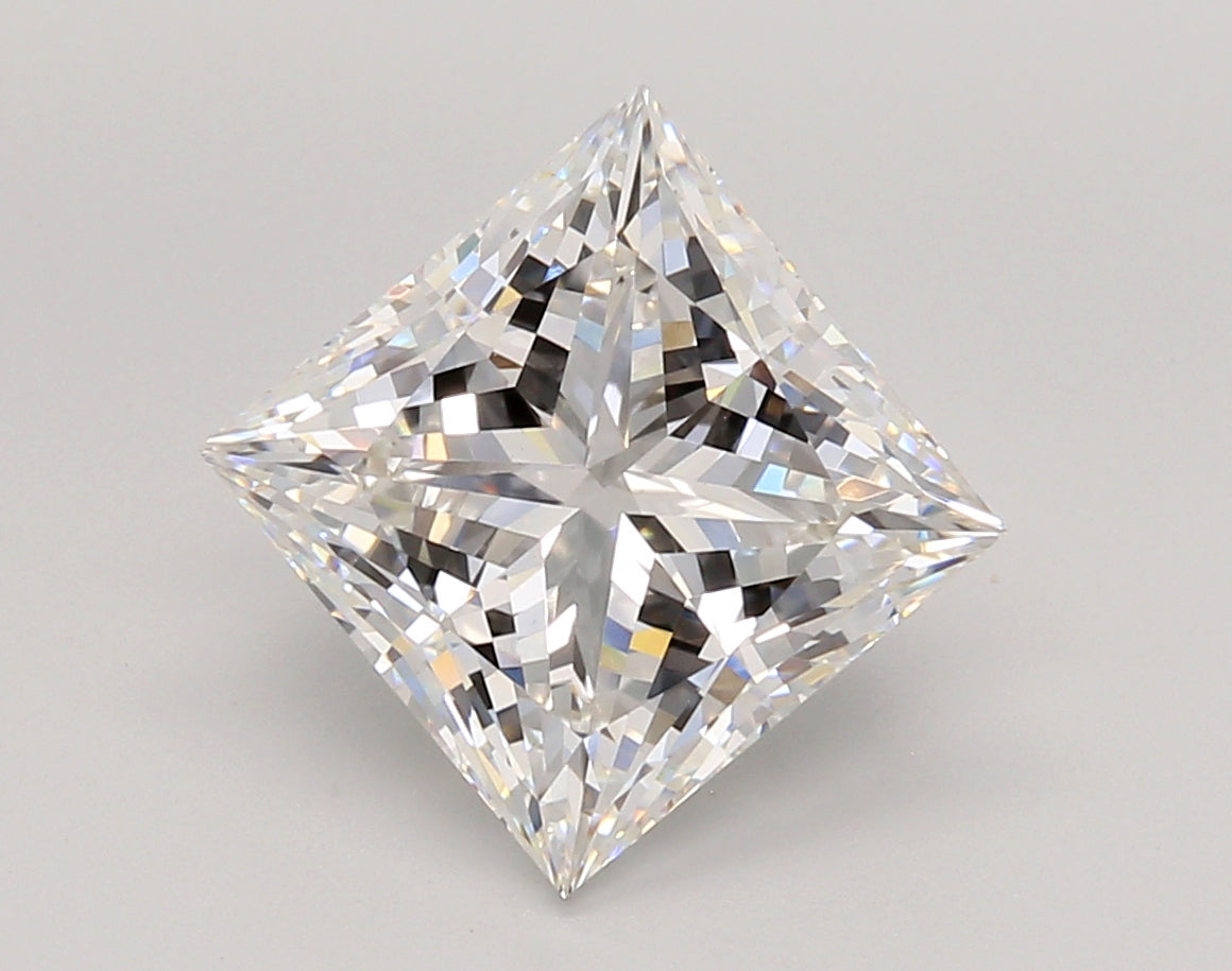 4.07 Carat Princess Shaped, Ideal Cut, F Color, VVS2 Clarity, IGI Certified Lab Grown Diamond
