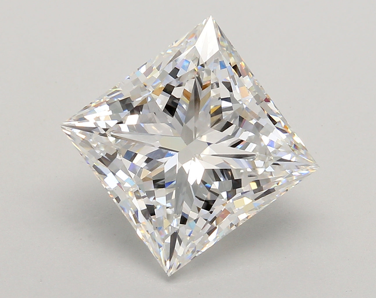 6.07 Carat Princess Shaped, Ideal Cut, E Color, VS1 Clarity, IGI Certified Lab Grown Diamond