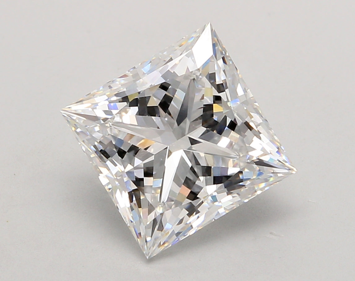 5.06 Carat Princess Shaped, Ideal Cut, E Color, VVS2 Clarity, IGI Certified Lab Grown Diamond