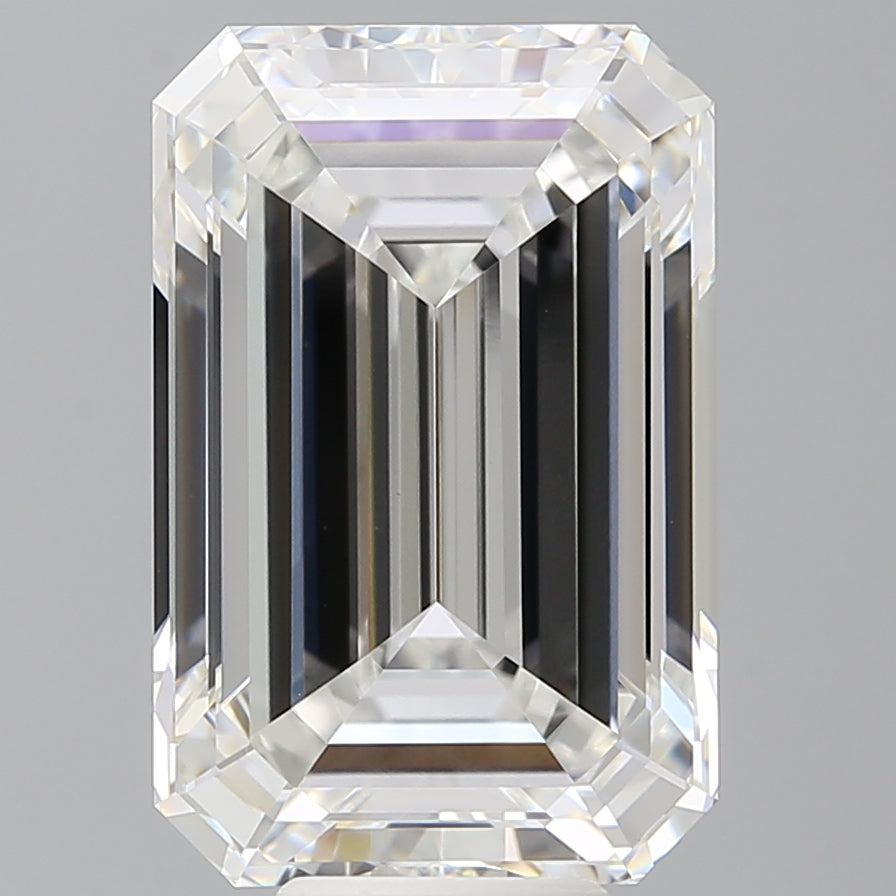 10.09 Carat Emerald Shaped, Ideal Cut, F Color, VVS2 Clarity, IGI Certified Lab Grown Diamond