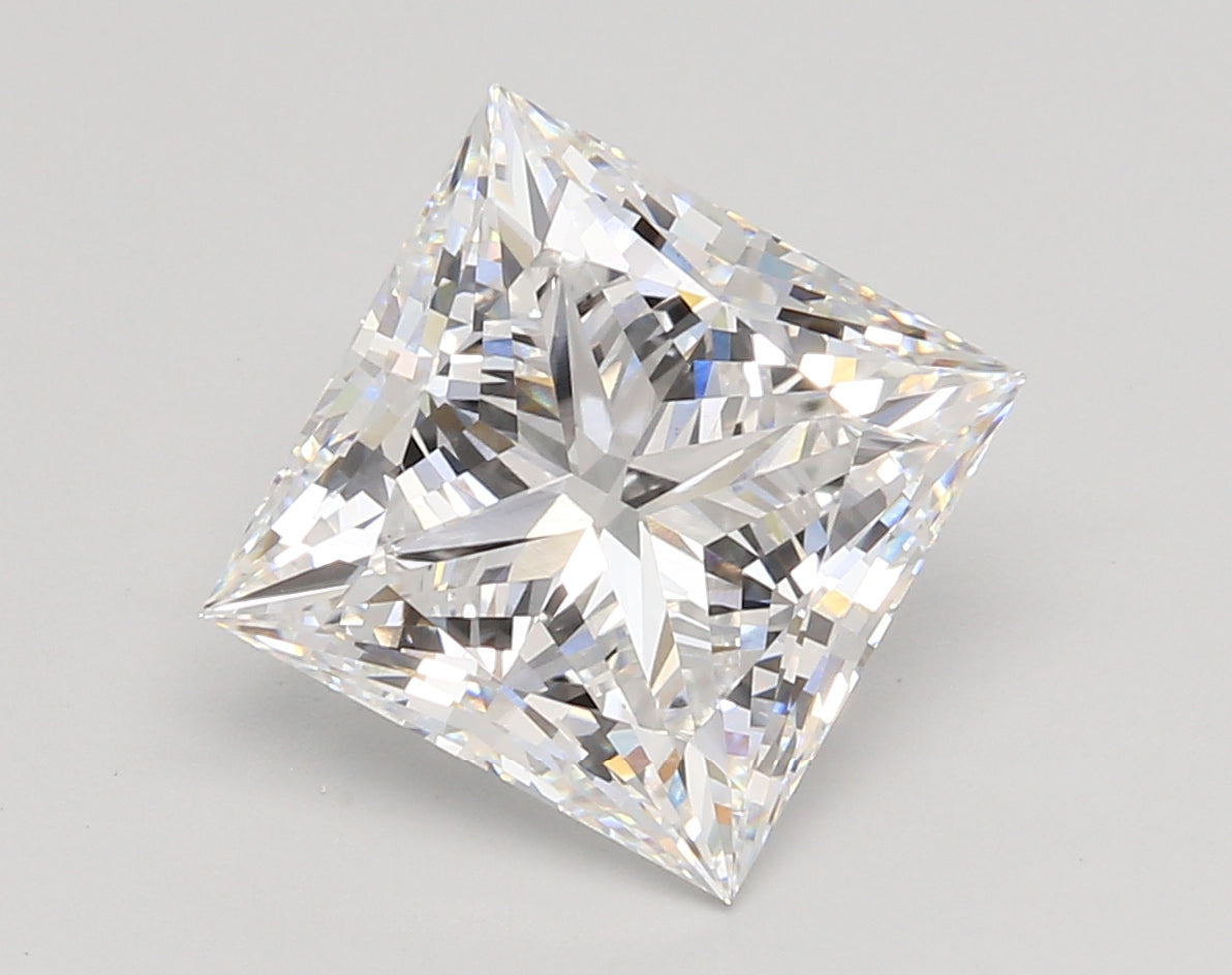 4.58 Carat Princess Shaped, Ideal Cut, D Color, VS1 Clarity, IGI Certified Lab Grown Diamond