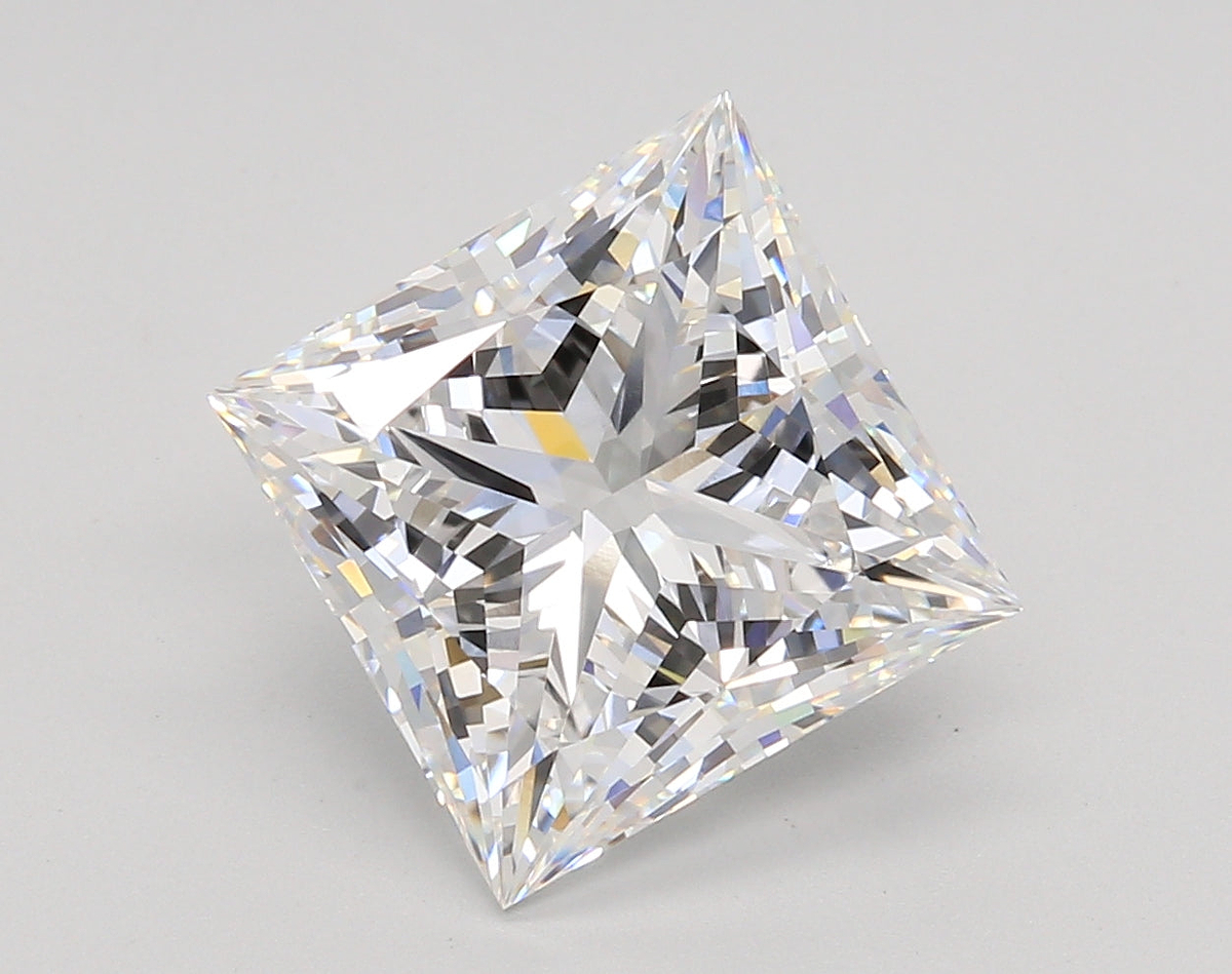 5.07 Carat Princess Shaped, Ideal Cut, E Color, VVS2 Clarity, IGI Certified Lab Grown Diamond