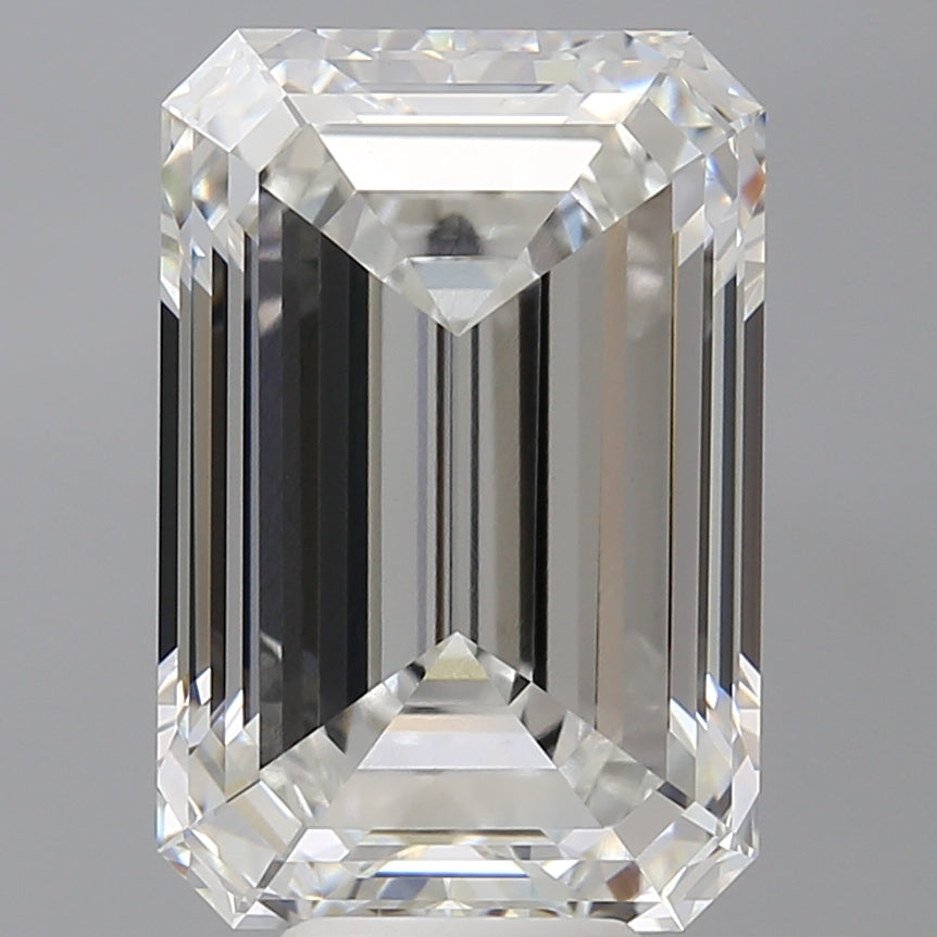 9.01 Carat Emerald Shaped, Ideal Cut, F Color, VVS2 Clarity, IGI Certified Lab Grown Diamond