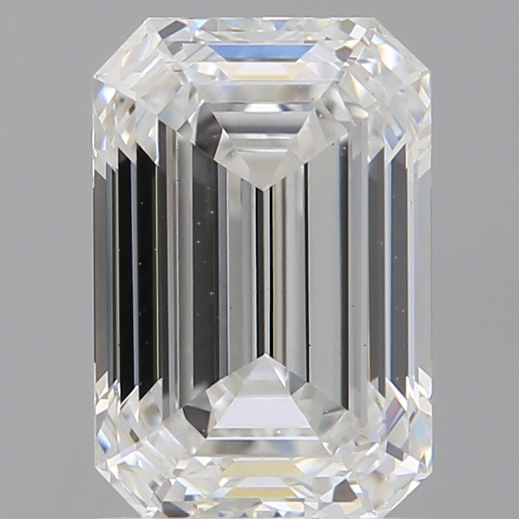 1.59 Carat Emerald Shaped, Ideal Cut, D Color, VVS2 Clarity, IGI Certified Lab Grown Diamond