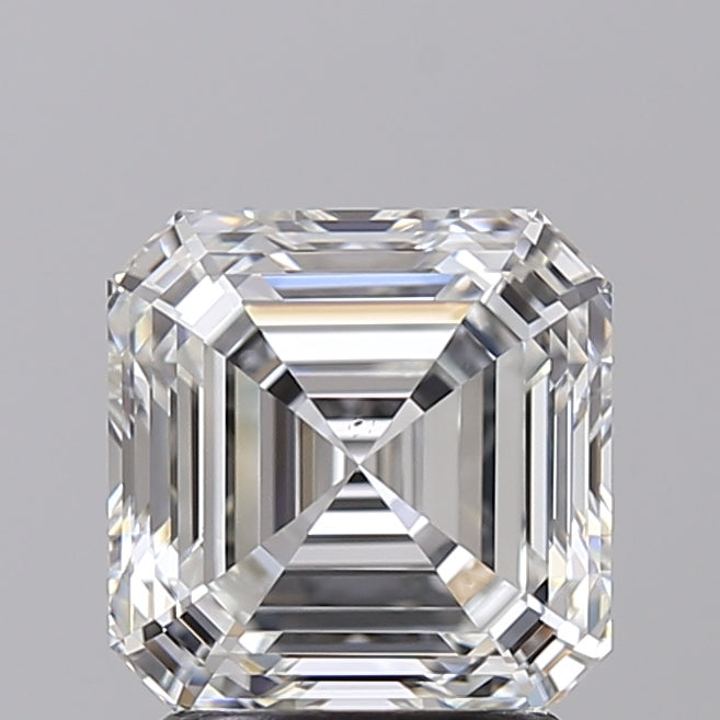 2.21 Carat Asscher Shaped, Ideal Cut, E Color, VS1 Clarity, IGI Certified Lab Grown Diamond