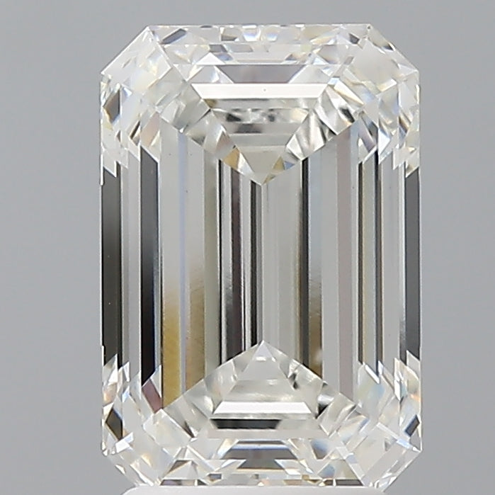 3.09 Carat Emerald Shaped, Ideal Cut, F Color, VVS2 Clarity, IGI Certified Lab Grown Diamond