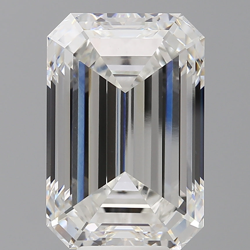 9.08 Carat Emerald Shaped, Ideal Cut, F Color, VVS2 Clarity, IGI Certified Lab Grown Diamond