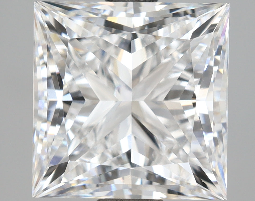 3.18 Carat Princess Shaped, Ideal Cut, D Color, VVS2 Clarity, IGI Certified Lab Grown Diamond