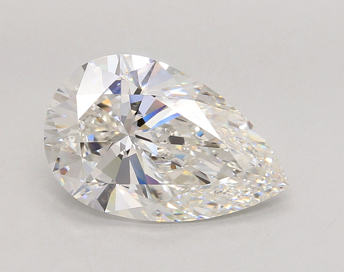 5.01 Carat Pear Shaped, Ideal Cut, F Color, VVS2 Clarity, IGI Certified Lab Grown Diamond