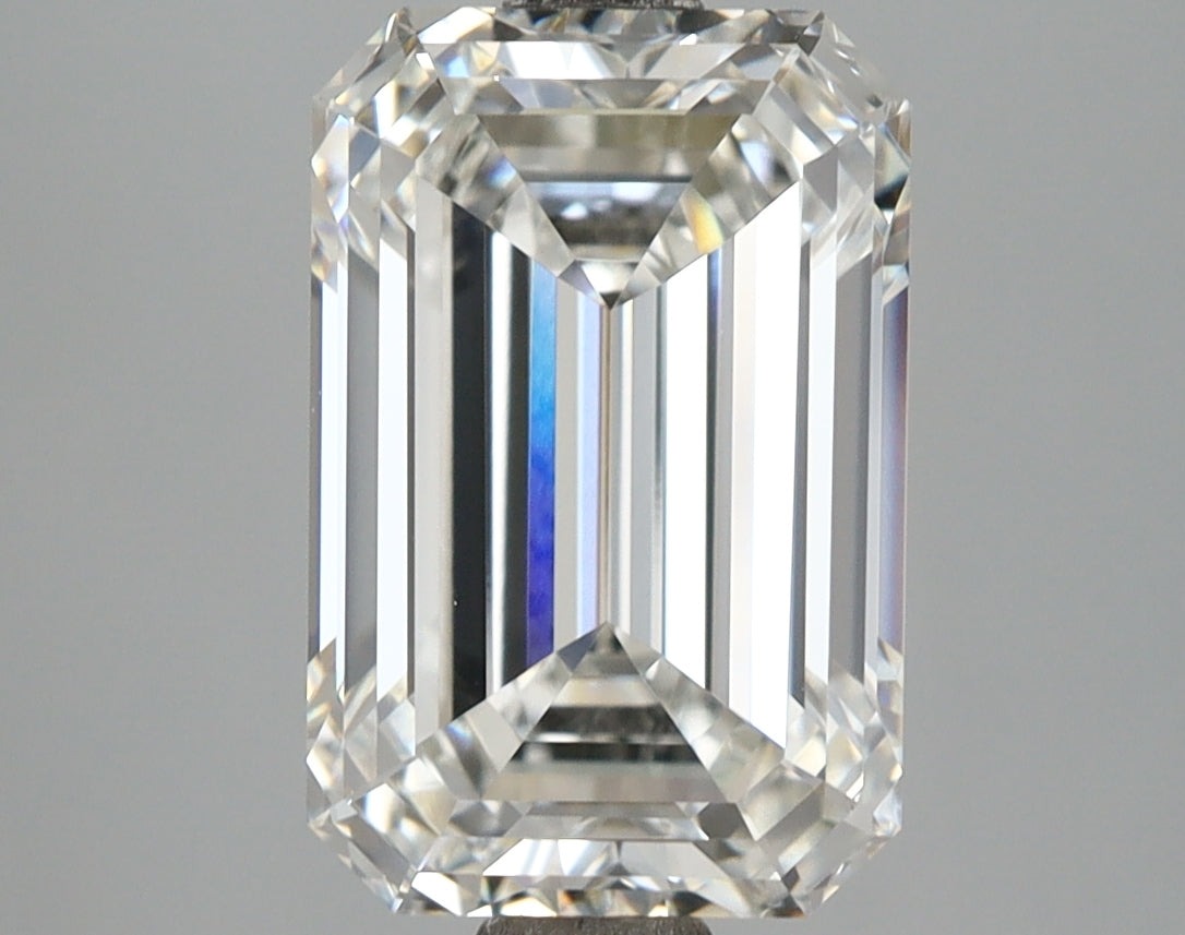 4.35 Carat Emerald Shaped, Ideal Cut, F Color, VVS2 Clarity, IGI Certified Lab Grown Diamond