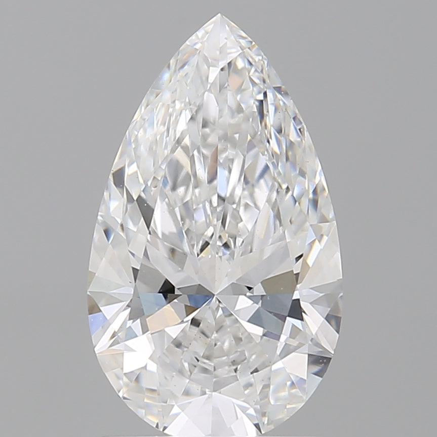 1.59 Carat Pear Shaped, Ideal Cut, E Color, VVS2 Clarity, IGI Certified Lab Grown Diamond