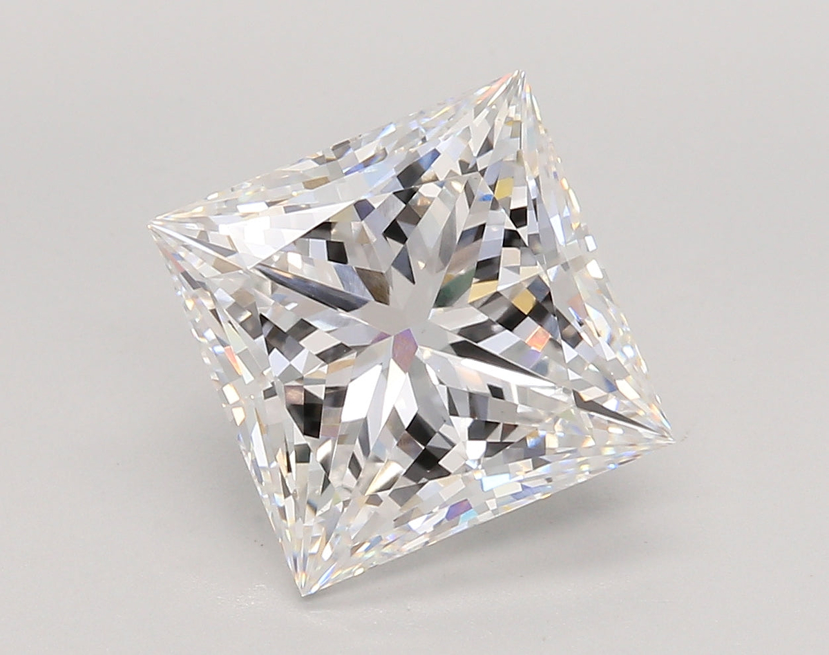 5.04 Carat Princess Shaped, Ideal Cut, E Color, VS1 Clarity, IGI Certified Lab Grown Diamond