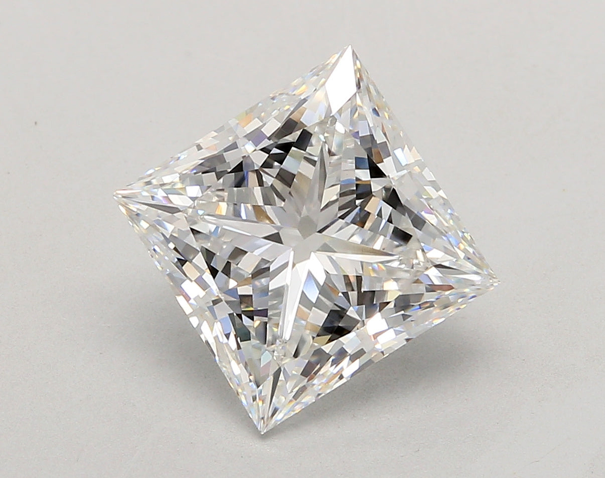 5.01 Carat Princess Shaped, Ideal Cut, E Color, VVS2 Clarity, IGI Certified Lab Grown Diamond