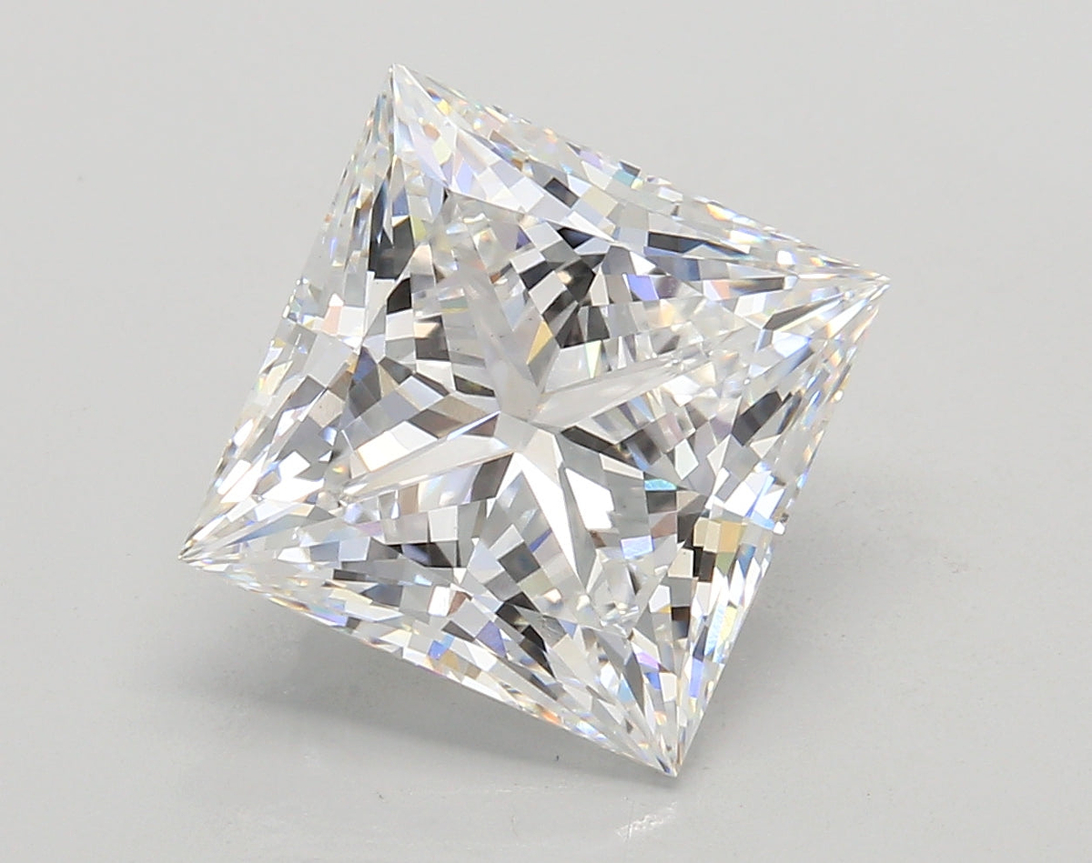 5.58 Carat Princess Shaped, Ideal Cut, D Color, VS1 Clarity, IGI Certified Lab Grown Diamond