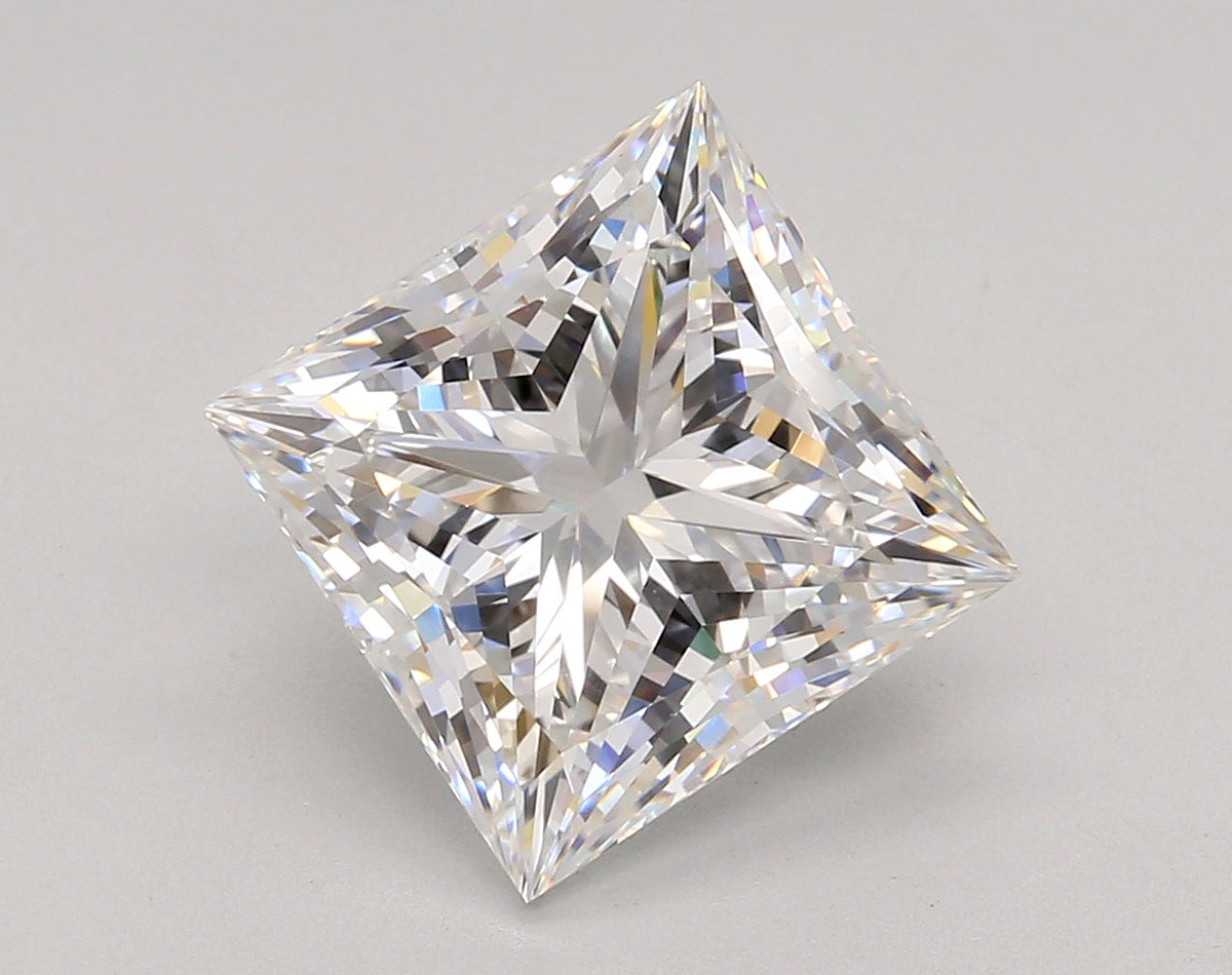 4.56 Carat Princess Shaped, Ideal Cut, E Color, VVS2 Clarity, IGI Certified Lab Grown Diamond