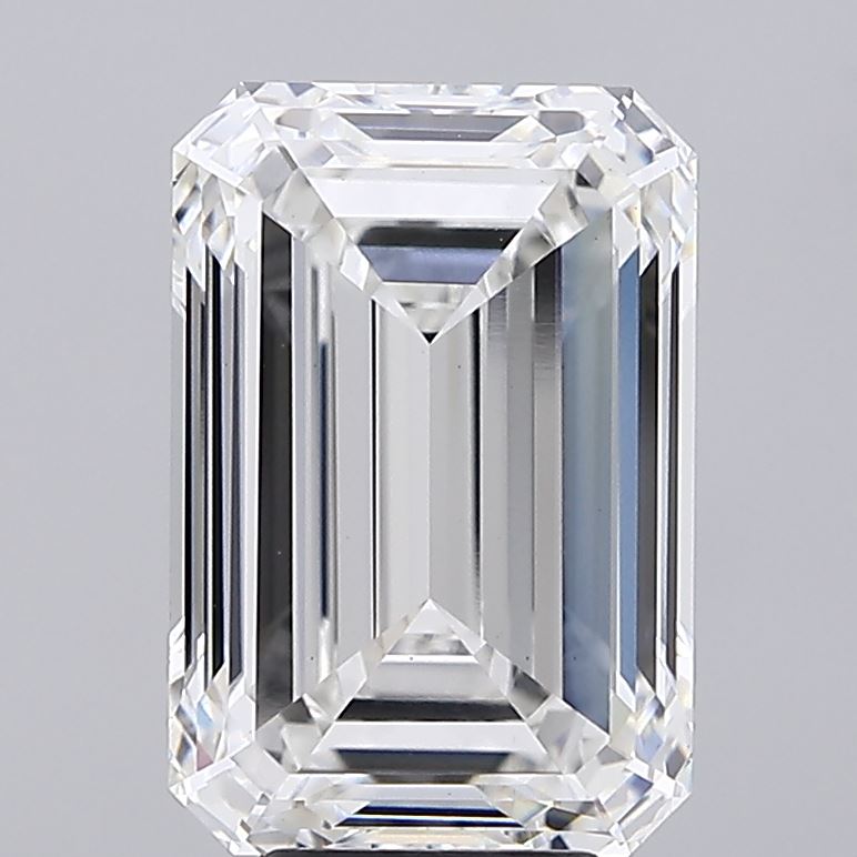 6.17 Carat Emerald Shaped, Ideal Cut, F Color, VS1 Clarity, IGI Certified Lab Grown Diamond