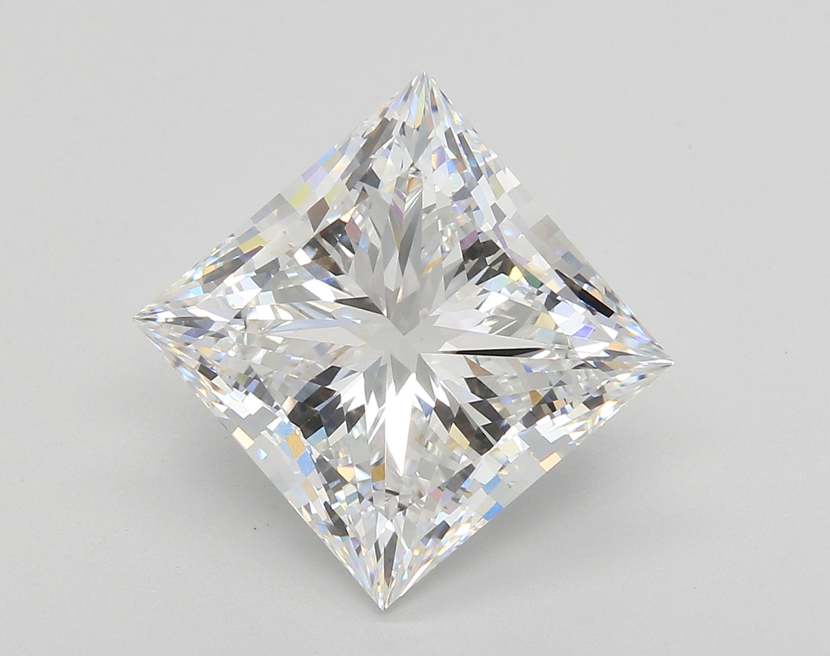 7.52 Carat Princess Shaped, Ideal Cut, E Color, VS1 Clarity, IGI Certified Lab Grown Diamond