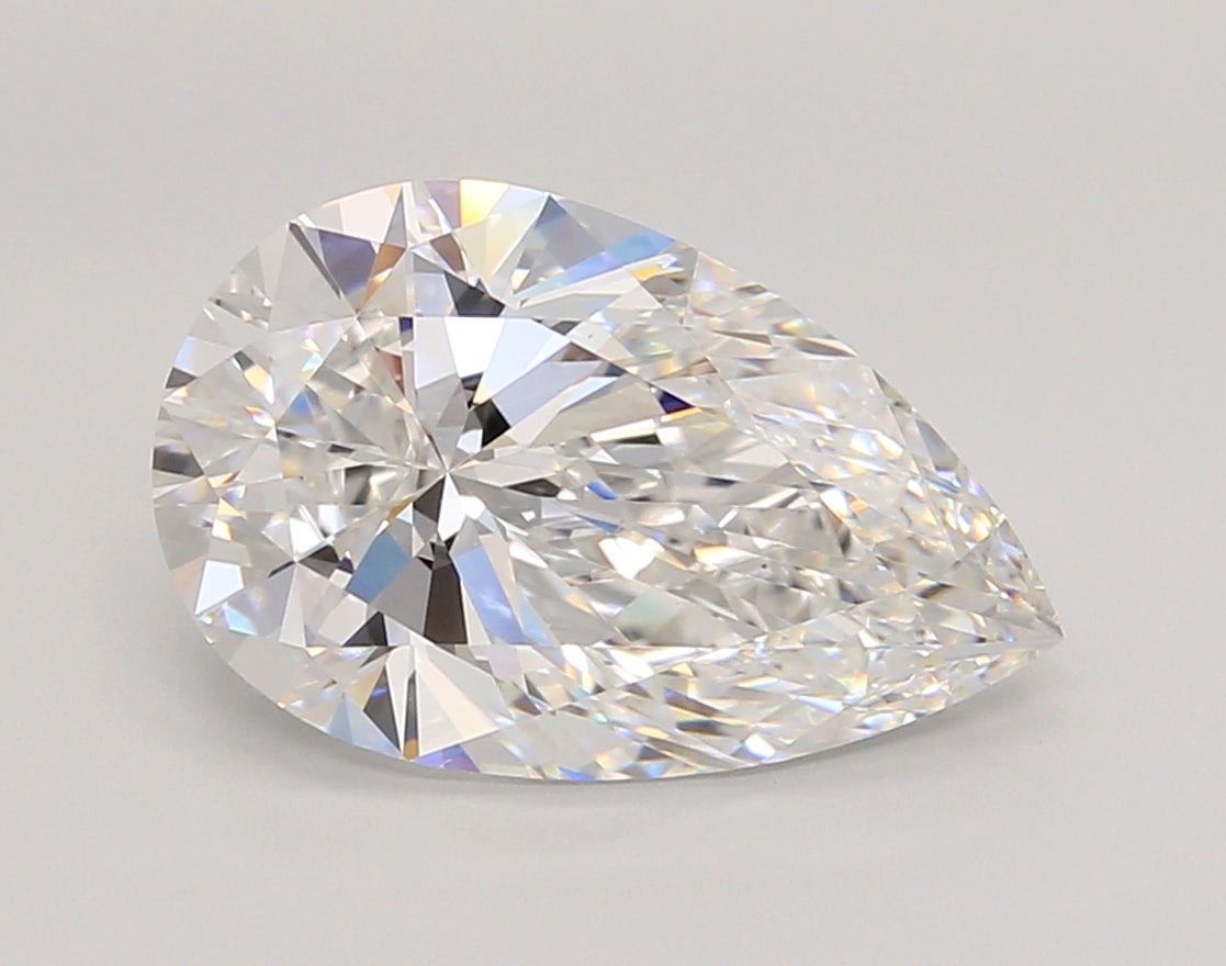 4.02 Carat Pear Shaped, Ideal Cut, E Color, VVS2 Clarity, IGI Certified Lab Grown Diamond