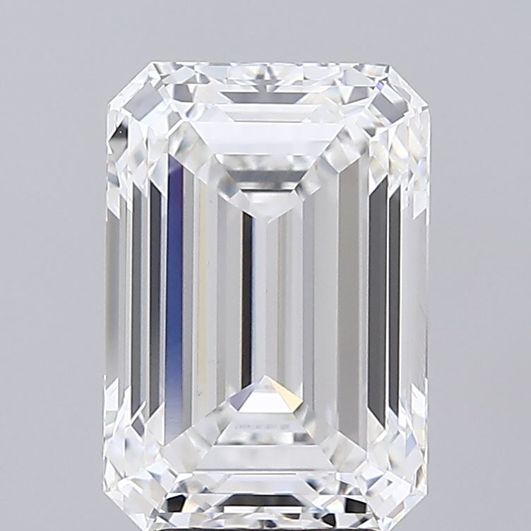 5.02 Carat Emerald Shaped, Ideal Cut, F Color, VVS2 Clarity, IGI Certified Lab Grown Diamond