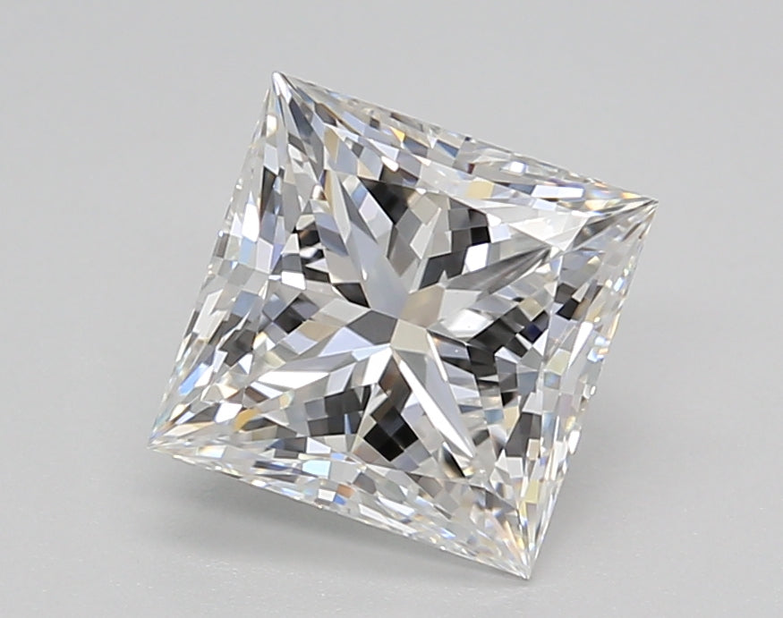 2.02 Carat Princess Shaped, Ideal Cut, E Color, VVS2 Clarity, GIA Certified Lab Grown Diamond