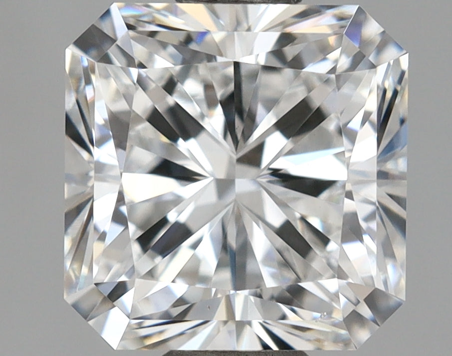 1.55 Carat Radiant Shaped, Ideal Cut, E Color, VVS2 Clarity, IGI Certified Lab Grown Diamond
