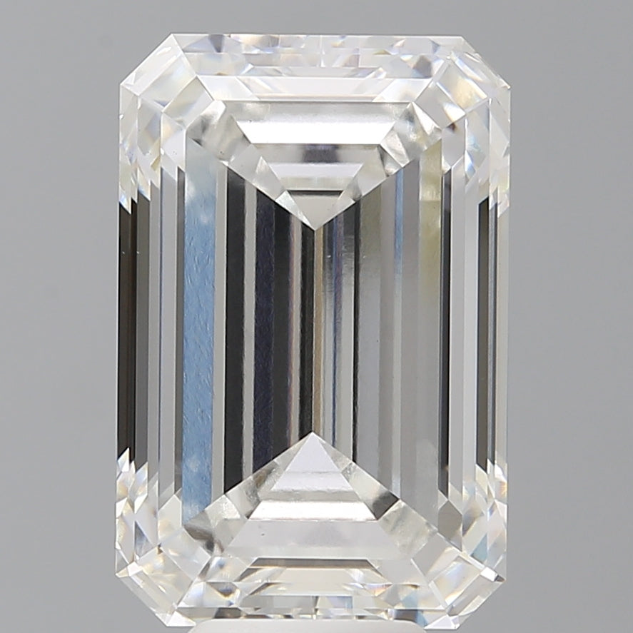 9.08 Carat Emerald Shaped, Ideal Cut, F Color, VVS2 Clarity, IGI Certified Lab Grown Diamond