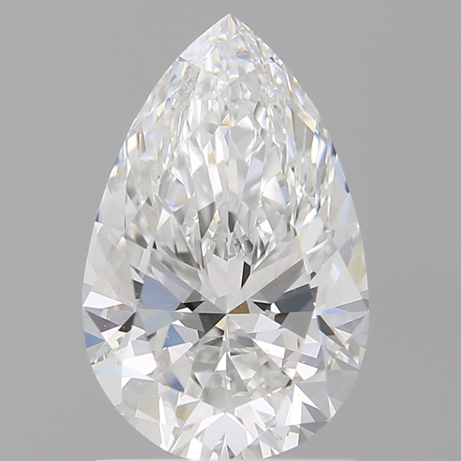 1.58 Carat Pear Shaped, Ideal Cut, E Color, VVS2 Clarity, IGI Certified Lab Grown Diamond